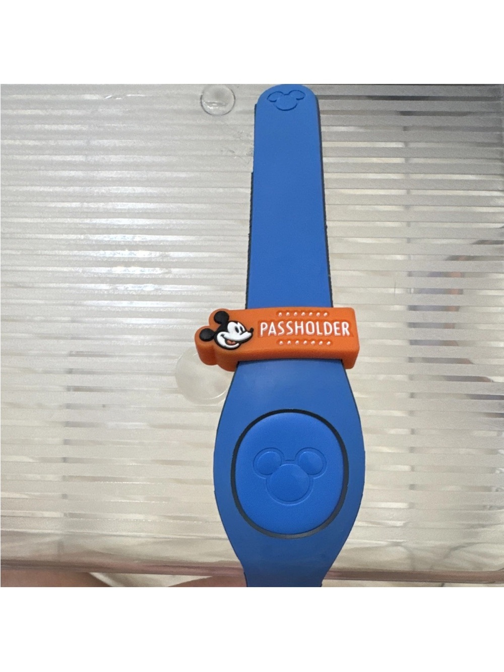 Disney Classic MagicBand 2 Wristband - Blue with Orange Passholder Slider